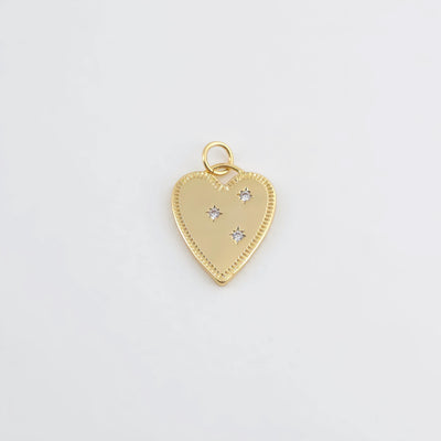Heart Charms, Star Clear Cubic Charm,  18K Gold Plated CZ Pave Love Pendant, Necklace Making Pendants, Jewelry Findings S315