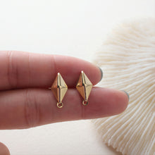 Load image into Gallery viewer, Minimalist Rhombus Ear Post With Loop, S925 Silver Ear Pin Nickel Free, Gold/Silver Ear Stud, Hypoallergenic Earring Findings JJ009