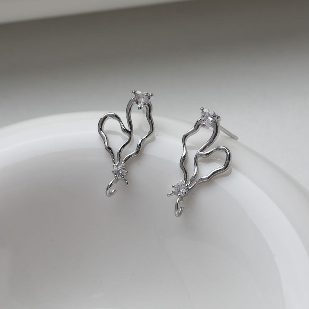 قرط على شكل قلب غير منتظم، ذهب/فضة عيار 14 قيراط، مرصع بأحجار الزركونيا المكعبة، أقراط فضة S925 خالية من النيكل، قرط دائري للأذن مع حلقة GE103