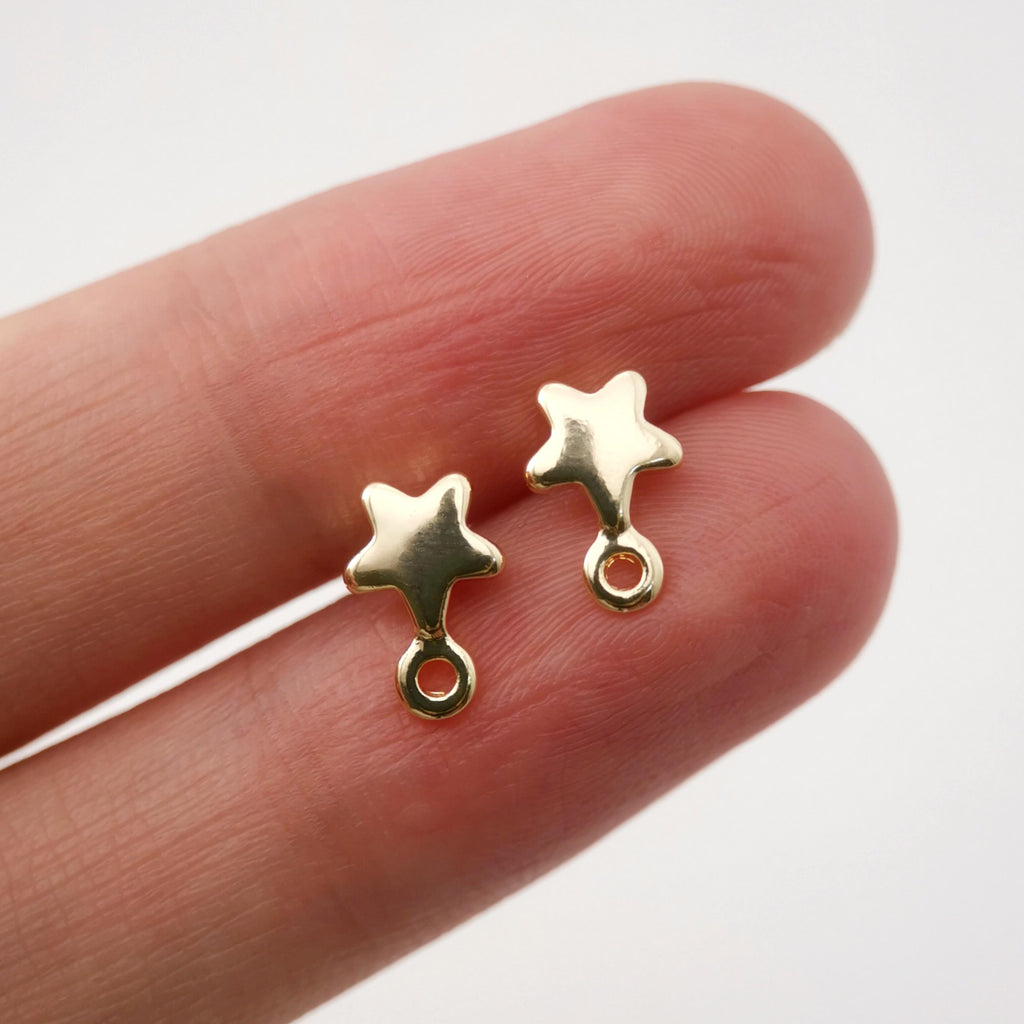 10pcs Gold Star Earring Post With Loop, S925 Silver Ear Pin, Nickel Free Earrings, Ear Stud Loop, Hypoallergenic Earring Findings Z059