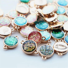 Load image into Gallery viewer, 5pcs Faux Opal Round Connectors, Cubic Zircon Crystal Pendant, Bracelet Necklace Pendant, 14K Real Gold Plated, Jewelry Findings JY086-F129