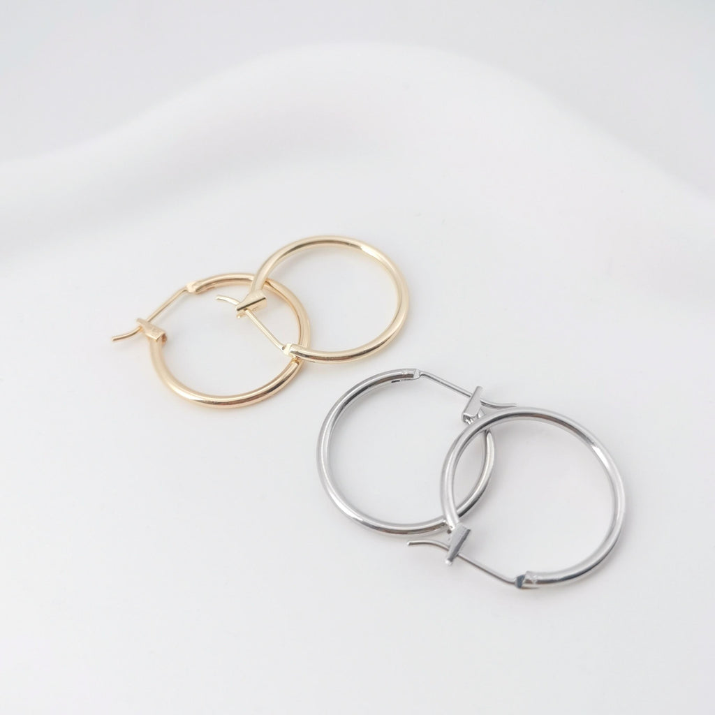 10 aros redondos chapados en oro de 18 quilates, piezas para aros Huggie, aros de resorte de 20 mm, ZX069