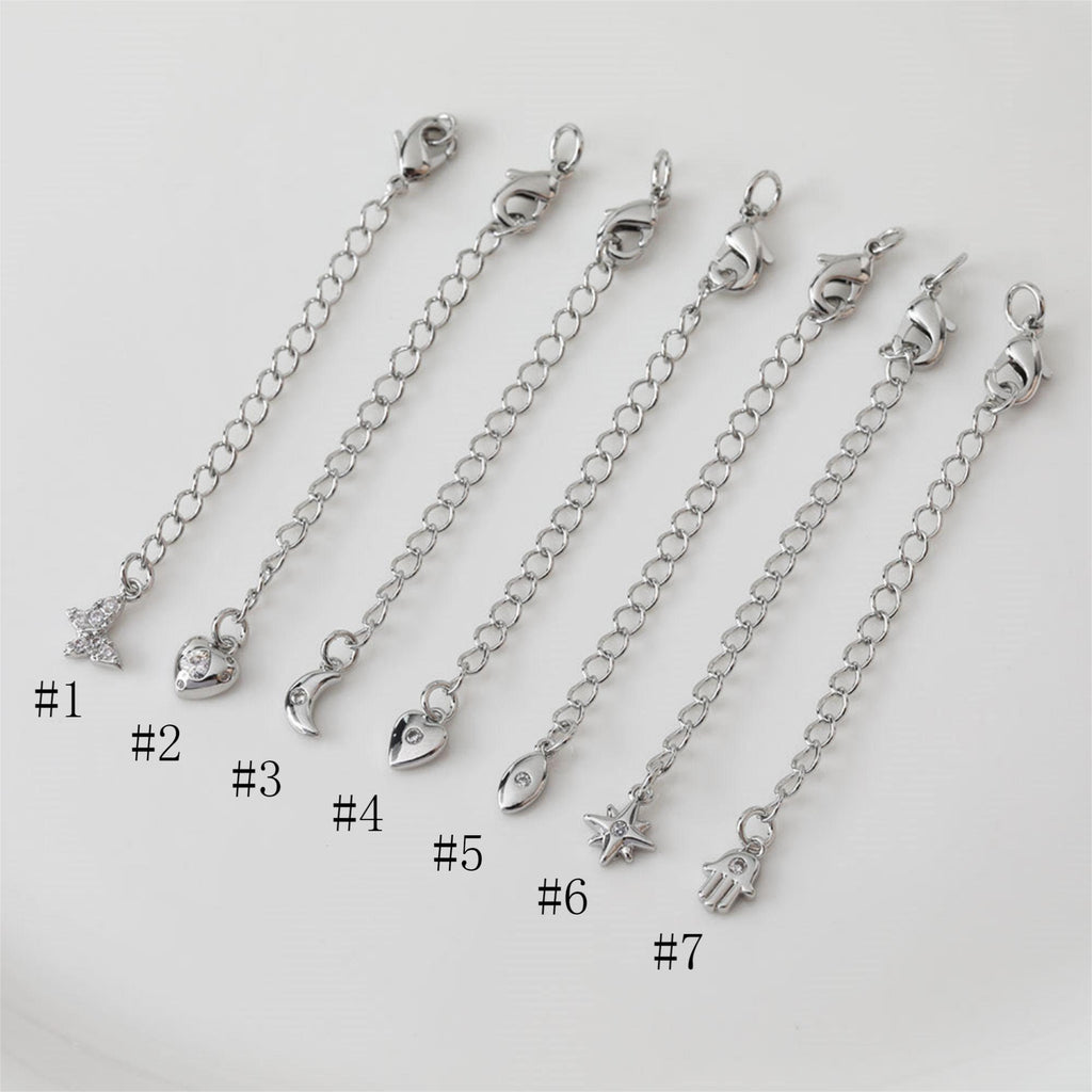 سلسلة تمديد بمشبك مخلب جراد البحر بطول 73.4 مم، يد، قمر، فراشة، قلادة مطلية بالذهب عيار 14 قيراطًا، نتائج صنع السوار ZZ047