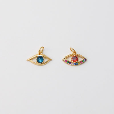 Cubic Evil Eye Charm, 18K Gold Plated Micro CZ Pave Eye Pendant,Necklace Making Charm, Jewelry Findings