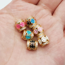 Load image into Gallery viewer, Barrel Column Beads, Spacer Beads, Enamel Emoji Beads, Happy Face, 18K Gold Plated Bracelet Necklace Making Jewelry Finding S20349
