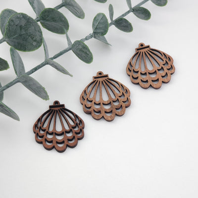 4PCS Wood Pendant, Wooden Flower Charm, Reclaimed Walnut Wood, Nickel Free, Natural Jewelry Finding JT987