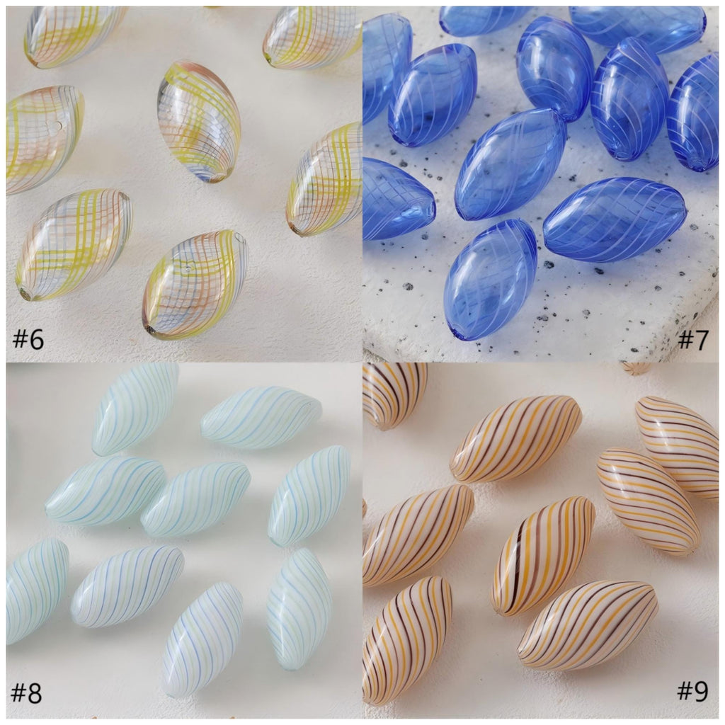 Colourful Patterned Glass Bubble Beads, Oval Openwork Glass Beads, Hand Blown Hollow Globes for Jewelry Making, DIY Beads Finding GZ778