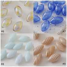 Load image into Gallery viewer, Colourful Patterned Glass Bubble Beads, Oval Openwork Glass Beads, Hand Blown Hollow Globes for Jewelry Making, DIY Beads Finding GZ778
