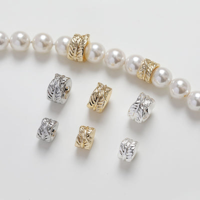 Feather shaped spacer beads, 14K gold plated, feather hole beads, necklace and earring making beads, jewelry findings SC005