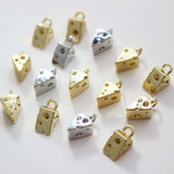 Little Cheese Charm With Loop, Danity Chese Charm, Gold/Silver, Hypoallergenic Jewelry Findings GZ309