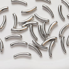 Load image into Gallery viewer, 10pcs Bamboo Tube Beads, Curved Spacer Beads, Curved Tube Beads, 14K Gold/Silver Plated, Bracelet Necklace Making Jewelry Finding GZ216