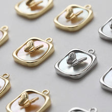 Load image into Gallery viewer, MOP Charm, Butterfly Pendant, Mother of Pearl Charm, Bracelet Necklace Making, 14K Gold Plated Jewelry Findings GZ661
