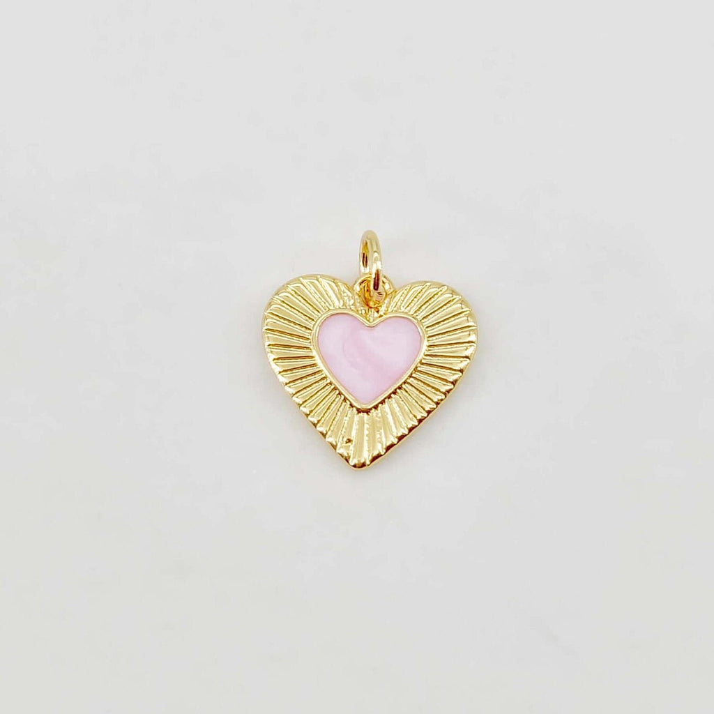 Enamel Heart Charm, 18K Gold Plated Heart Pendant, 13mm, Necklace Bracelet Making Pendant S20645