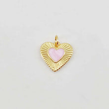 Load image into Gallery viewer, Enamel Heart Charm, 18K Gold Plated Heart Pendant, 13mm, Necklace Bracelet Making Pendant S20645