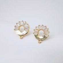 تحميل الصورة إلى عارض المعرض، أقراط دائرية من الزركونيا المكعبة، عمود ذهبي مع حلقة، مضاد للحساسية، نتائج الأقراط، لوازم صنع الأقراط يدويًا D0039