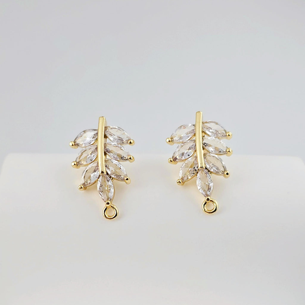 أقراط على شكل ورقة من الزركونيا المكعبة، مطلية بالذهب مع حلقة، مضادة للحساسية، أدوات يدوية الصنع، لوازم صنع الأقراط بنفسك D0259