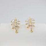 أقراط على شكل ورقة من الزركونيا المكعبة، مطلية بالذهب مع حلقة، مضادة للحساسية، أدوات يدوية الصنع، لوازم صنع الأقراط بنفسك D0259