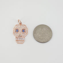 Load image into Gallery viewer, 18K Real Gold Skeleton Pendant, Skull Pendant, bracelet necklace charms, CZ Pave Pendants, Jewelry Findings S20718