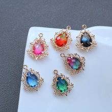 Load image into Gallery viewer, 10pcs- Vintage Crystal Teardrop Charms, 14K Gold Plated Teardrop Pendant, 19x31mm, Jewelry Findings HL054-F147