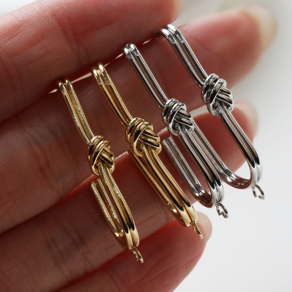 Gold Knot Earring Post, S925 Silver Ear Pin, Nickel Free Earrings, 14K Ear Stud, Tie The Knot Earring Findings GZ746