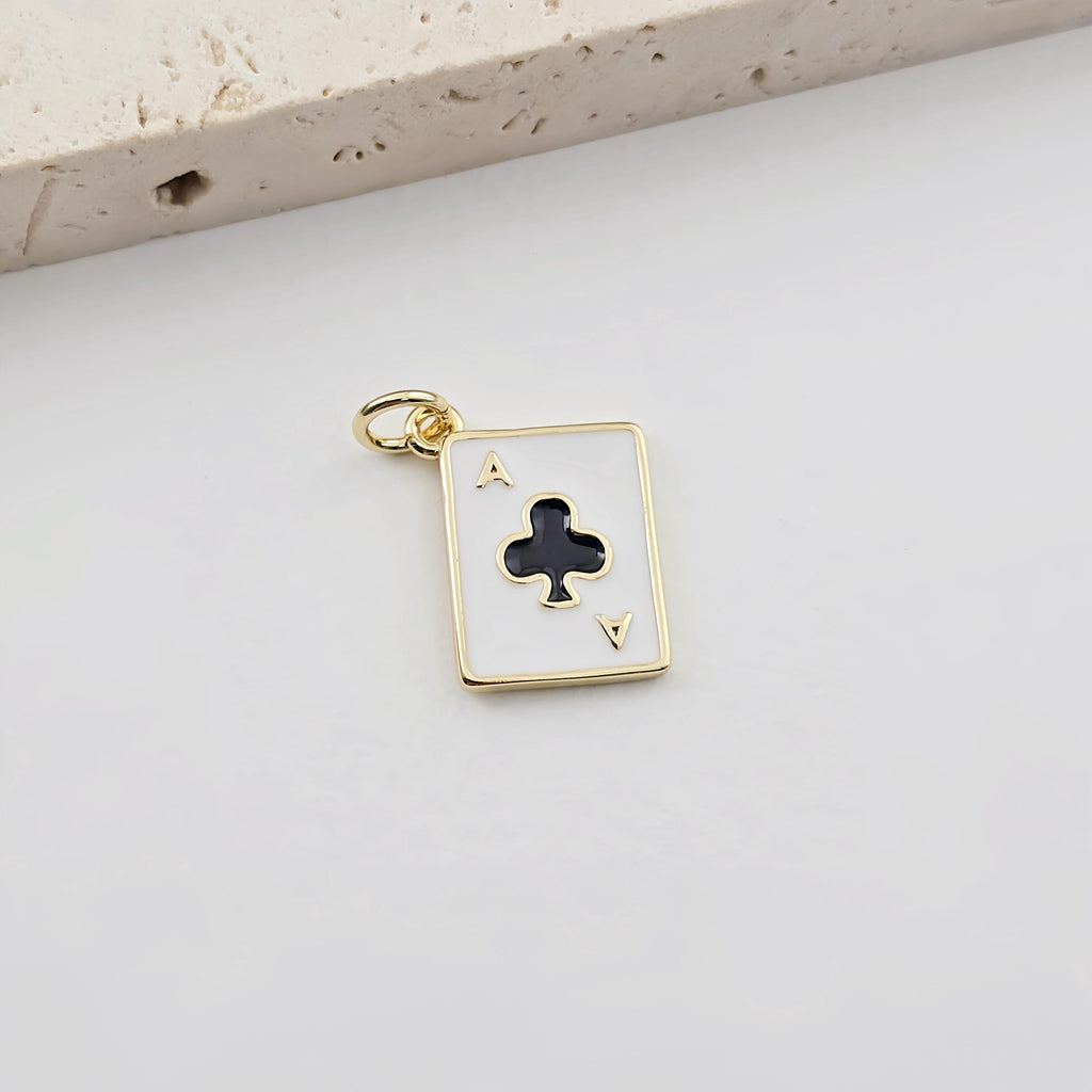 Enamel Poker Pendant, 18K Gold Plated, Necklace Making Charms, Jewelry Findings S1287