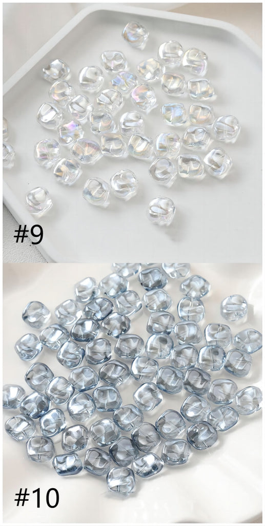 Irregular Square Glass Beads, 12x10mm, Crystal Glass Loose Beads for Jewelry Making, DIY Beads Finding GZ538