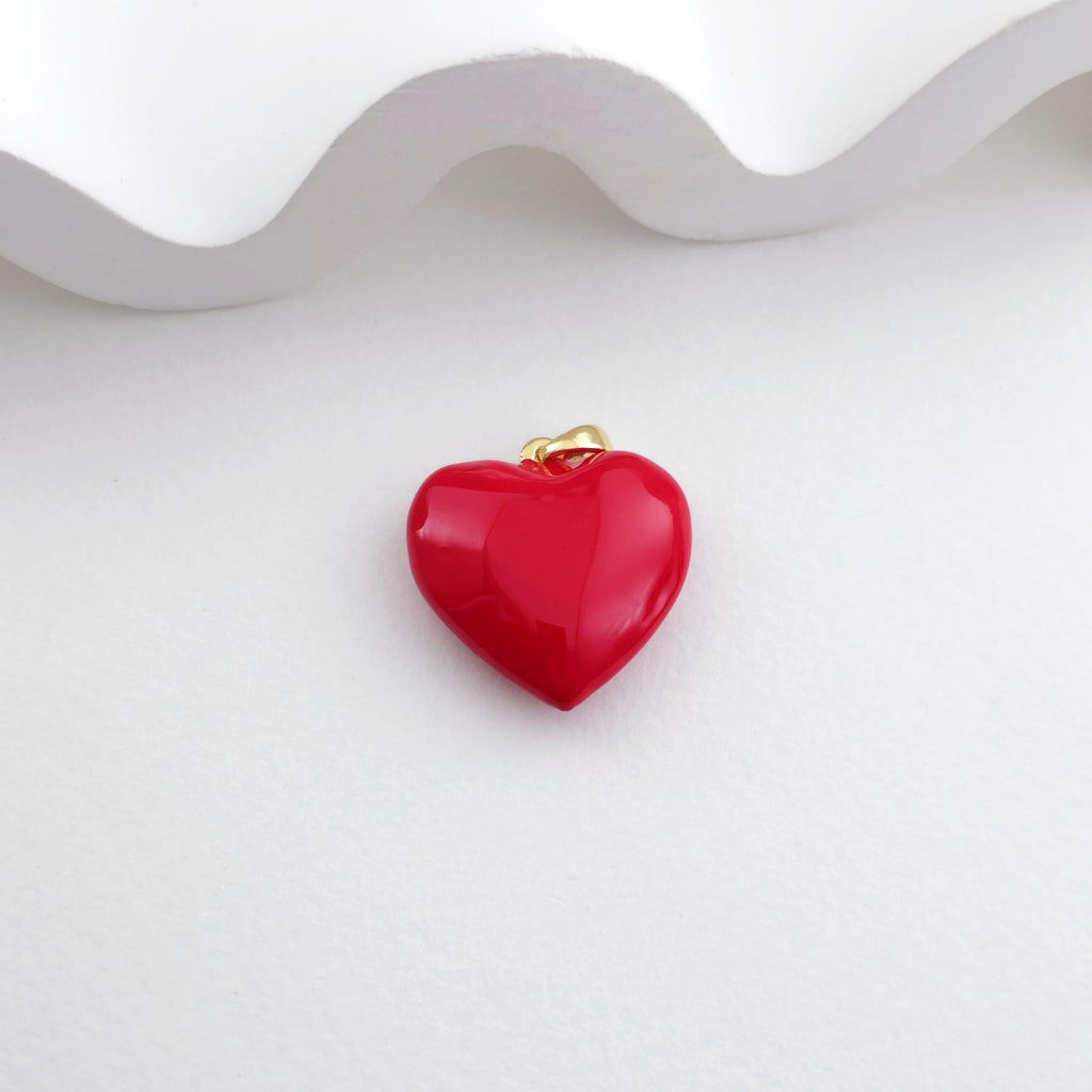4pcs Red Heart Enamel Charms, 18K Gold Plated Love Pendant, Necklace Making Pendants, Jewelry Findings S1298