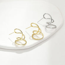 Load image into Gallery viewer, Wave Earring Post with Loop, 14K Gold/Silver, S925 Silver Pin Nickel Free Earrings, Wave Ear Stud with Loop LL189