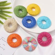 Cargar imagen en el visor de la galería, Pendientes de paja tejida, pendientes bohemios, pendientes de estilo vacacional para niñas, pendientes hechos a mano BS005