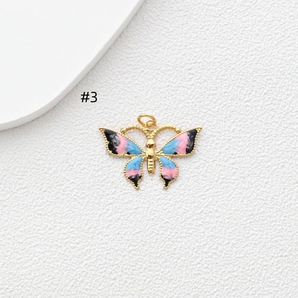 Dainty Big Enamel Butterfly Charms, 18K Gold Plated Enamel Butterfly Pendant, Necklace And Earring Making Charm, Jewelry Findings S1350