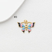 Load image into Gallery viewer, Dainty Big Enamel Butterfly Charms, 18K Gold Plated Enamel Butterfly Pendant, Necklace And Earring Making Charm, Jewelry Findings S1350