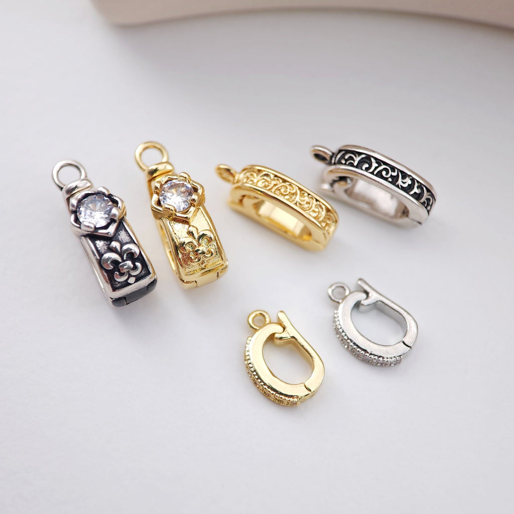 18K Gold Plated Pendant Top with Loops, Pendant Snap on Bails, Clasp Link, Jewelry Making S1156