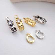 Load image into Gallery viewer, 18K Gold Plated Pendant Top with Loops, Pendant Snap on Bails, Clasp Link, Jewelry Making S1156