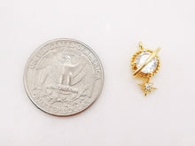 Load image into Gallery viewer, 2pcs Planet Shiny Star Charm, Cubic Planet Pendant, 17mm, 18K Gold Plated, Necklace Making Charms, Jewelry Findings S360
