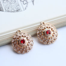 Cargar imagen en el visor de la galería, 5 colgantes bohemios redondos con pavé de circonita cúbica, para pulsera y collar, chapados en oro auténtico de 14 quilates, accesorios de joyería JY057-F211