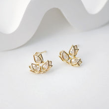 تحميل الصورة إلى عارض المعرض، أقراط على شكل زهرة من الزركونيا المكعبة، مطلية بالذهب مع حلقة، مضادة للحساسية، أدوات يدوية الصنع، لوازم صنع الأقراط بنفسك D0223