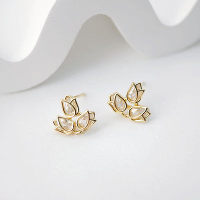 أقراط على شكل زهرة من الزركونيا المكعبة، مطلية بالذهب مع حلقة، مضادة للحساسية، أدوات يدوية الصنع، لوازم صنع الأقراط بنفسك D0223