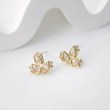 أقراط على شكل زهرة من الزركونيا المكعبة، مطلية بالذهب مع حلقة، مضادة للحساسية، أدوات يدوية الصنع، لوازم صنع الأقراط بنفسك D0223