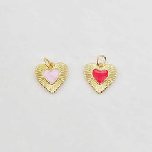 Load image into Gallery viewer, Enamel Heart Charm, 18K Gold Plated Heart Pendant, 13mm, Necklace Bracelet Making Pendant S20645