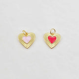Enamel Heart Charm, 18K Gold Plated Heart Pendant, 13mm, Necklace Bracelet Making Pendant S20645