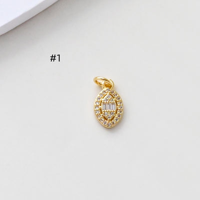 Rugby/Basketball Pendant, CZ Pave Oval Charms, 18K Gold Plated Round Charms, For Bracelet And Necklace Making, Jewelry Findings S1375