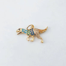 Load image into Gallery viewer, Dinosaur Pendant Collection, Animal Pendant, Rainbow CZ Pave Pendant, 18K Gold Plated Pendant, Jewelry Findings S20623