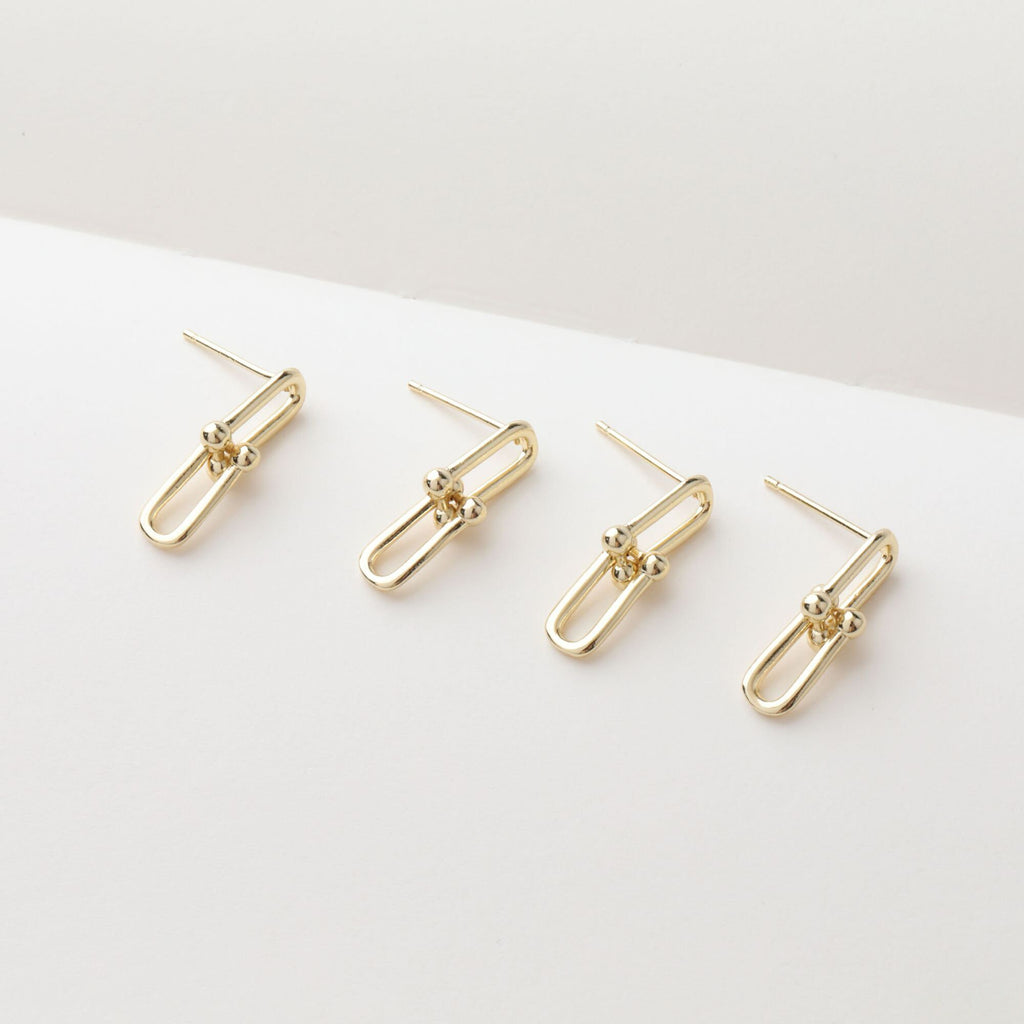 Gold Link Chain Earring Post, Chain Stud Earring Nickel Free, 14K Gold/Silver, S925 Silver Ear Pin, Hypoallergenic Earring Findings BB095