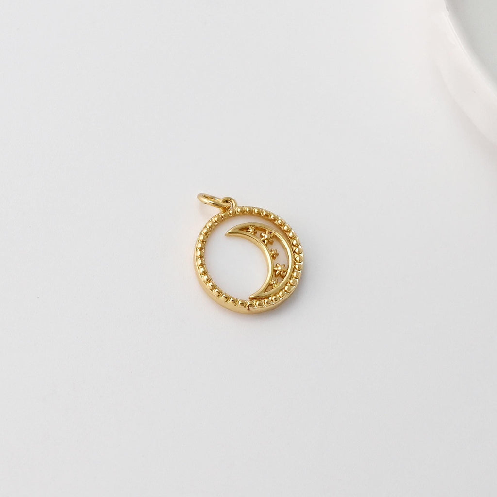 MOP Charm, Sun, Moon Pendant, Mother of Pearl Charm, Bracelet Necklace Making, 18K Gold Plated Jewelry Findings S20664