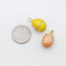 Load image into Gallery viewer, 3D Enamel Jumbo Egg Pendant, Coral, Yellow, 18K Gold Plated, Bracelet Necklace Pendnats, Jewelry Findings S20574