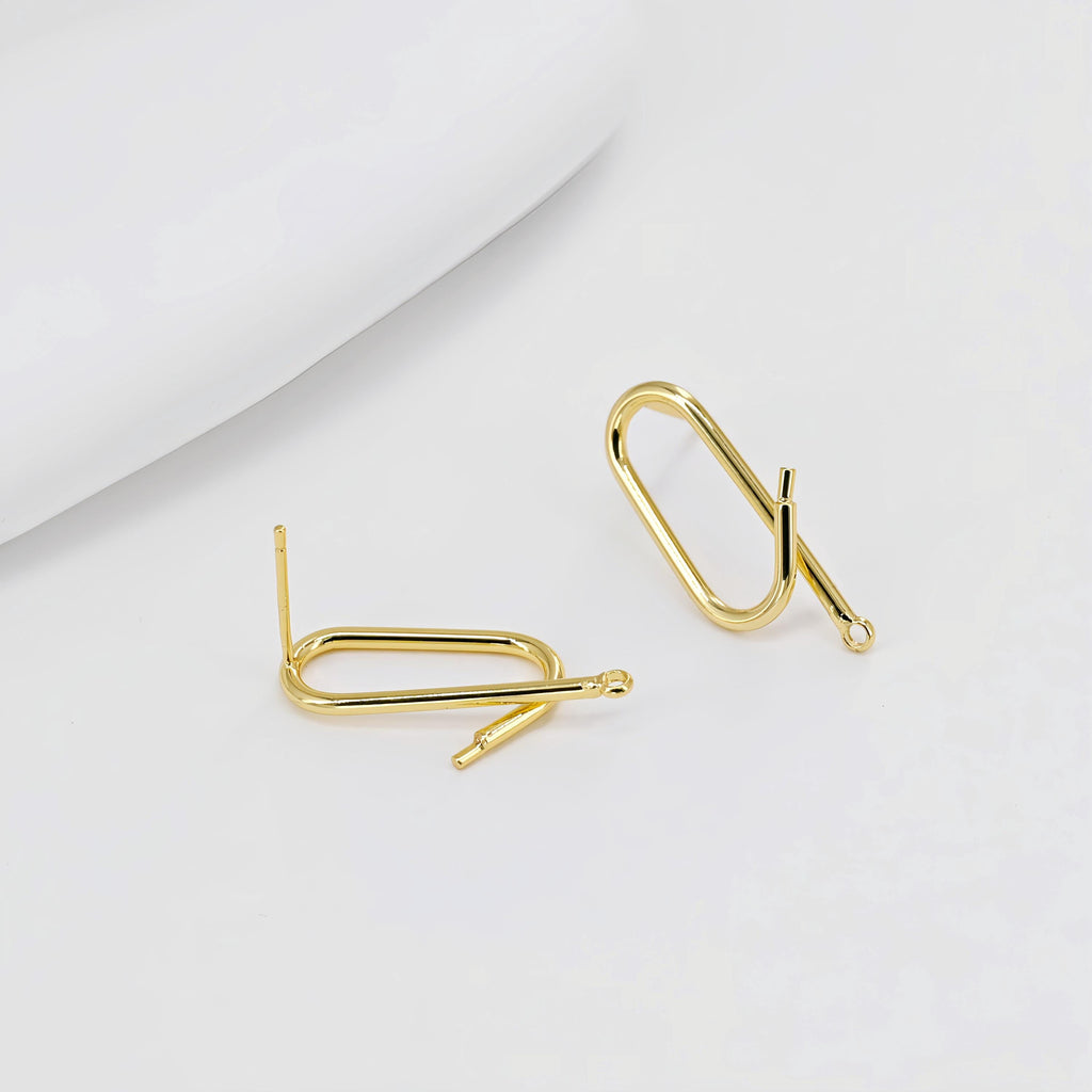 Pendientes ovalados con pasador, dorados con aro, broche de plata S925, hipoalergénicos, accesorios para pendientes, materiales hechos a mano D0394