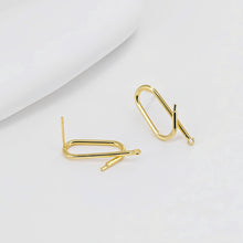 Cargar imagen en el visor de la galería, Pendientes ovalados con pasador, dorados con aro, broche de plata S925, hipoalergénicos, accesorios para pendientes, materiales hechos a mano D0394