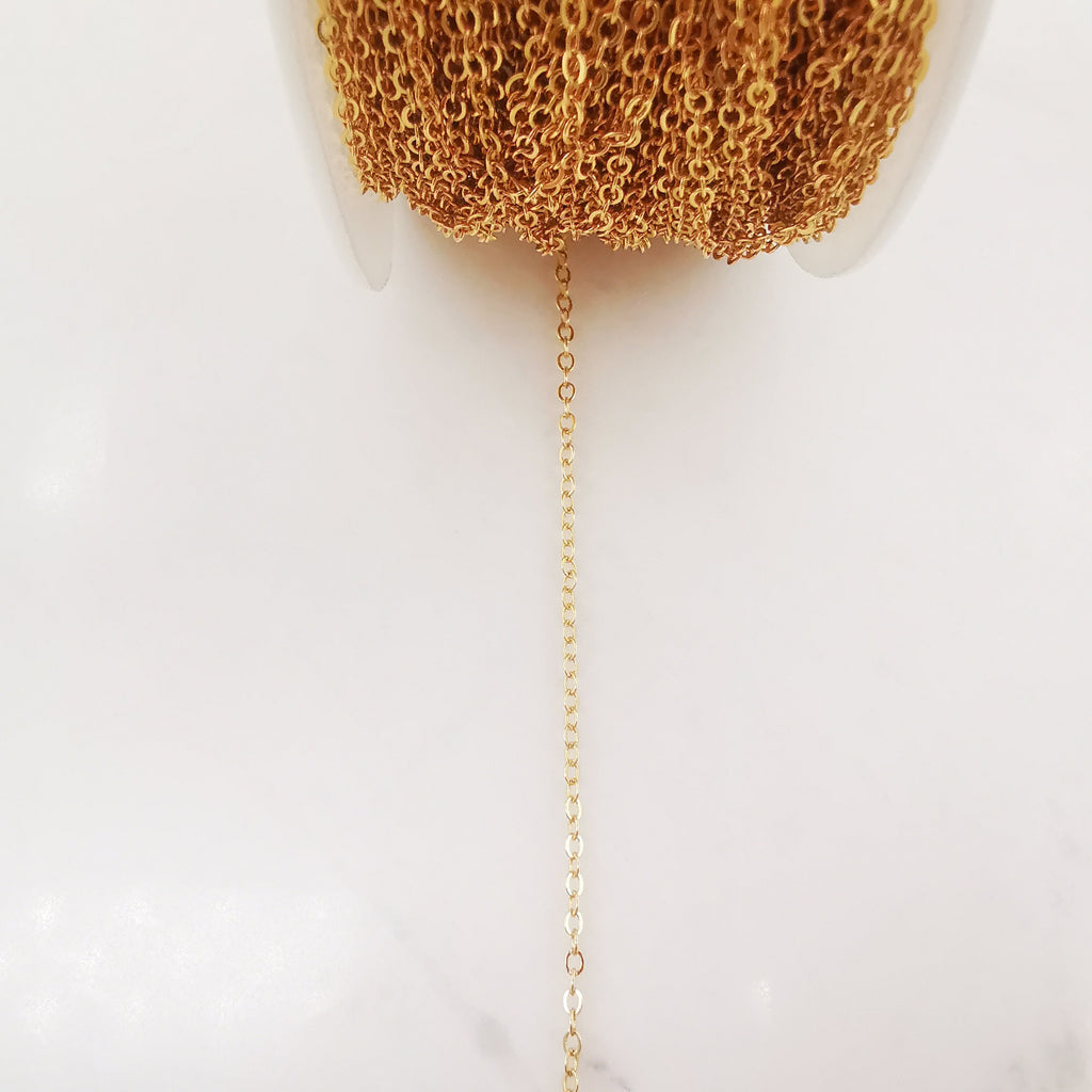 18K Gold Cable Chain, Vine Chain, Heart Chain, Loose Chains For Jewelry, Unfinished Chain, Hypoallergenic, Necklace Making Findings ZX068