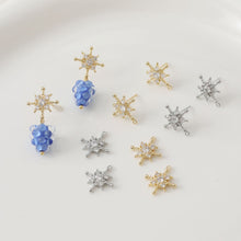 Cargar imagen en el visor de la galería, Pendiente de plata S925 con forma de estrella polar cúbica y aro, sin níquel, con forma de cruz de oro y plata, hipoalergénico, ZZ046