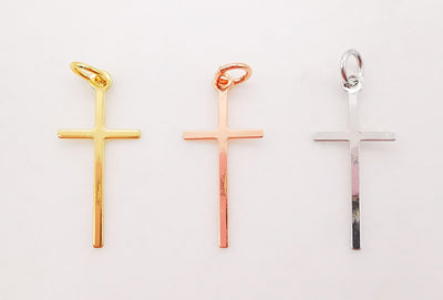 Gold Cross Charms, 18K Shiny Gold Plated, Necklace Earring Making Charms, 23x10mm, Religion Jewelry Findings S822